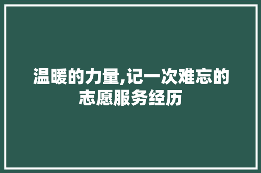 温暖的力量,记一次难忘的志愿服务经历