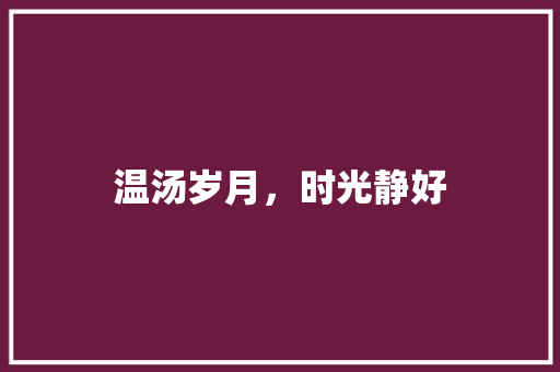 温汤岁月，时光静好