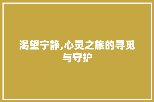 渴望宁静,心灵之旅的寻觅与守护