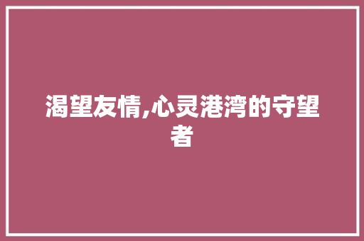 渴望友情,心灵港湾的守望者