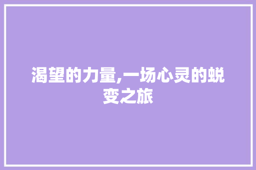 渴望的力量,一场心灵的蜕变之旅