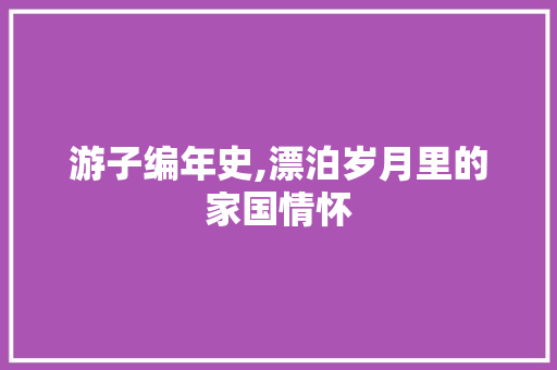 游子编年史,漂泊岁月里的家国情怀