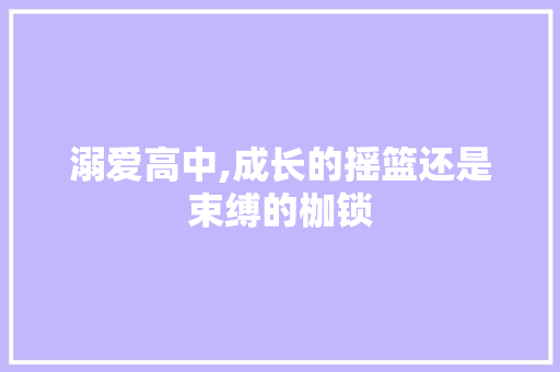 溺爱高中,成长的摇篮还是束缚的枷锁