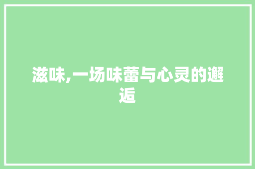 滋味,一场味蕾与心灵的邂逅