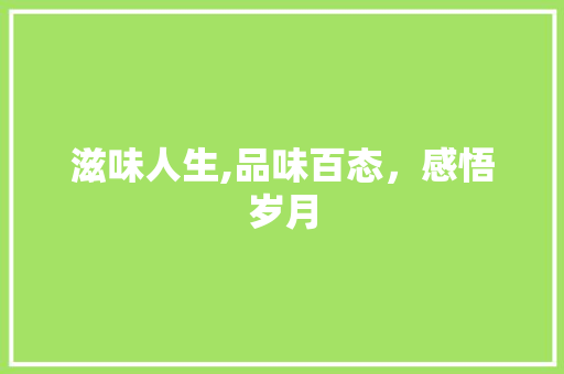 滋味人生,品味百态，感悟岁月