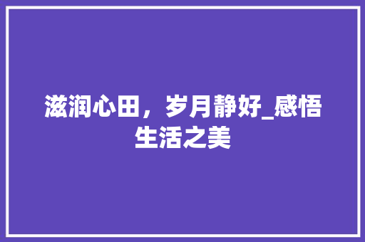 滋润心田，岁月静好_感悟生活之美