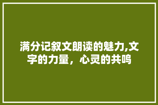 满分记叙文朗读的魅力,文字的力量，心灵的共鸣