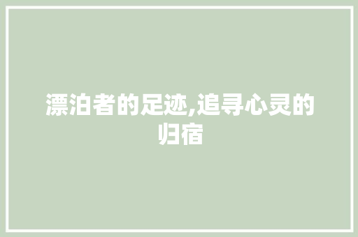 漂泊者的足迹,追寻心灵的归宿