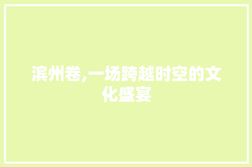 滨州卷,一场跨越时空的文化盛宴