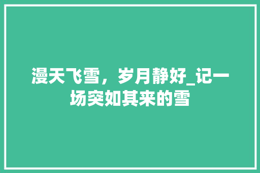 漫天飞雪，岁月静好_记一场突如其来的雪