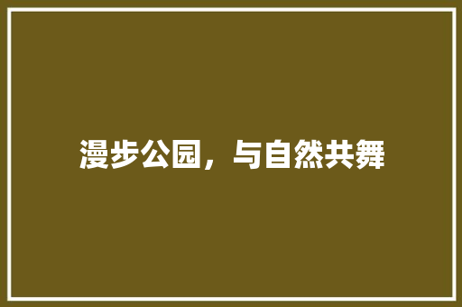 漫步公园，与自然共舞