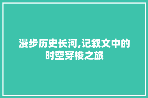 漫步历史长河,记叙文中的时空穿梭之旅