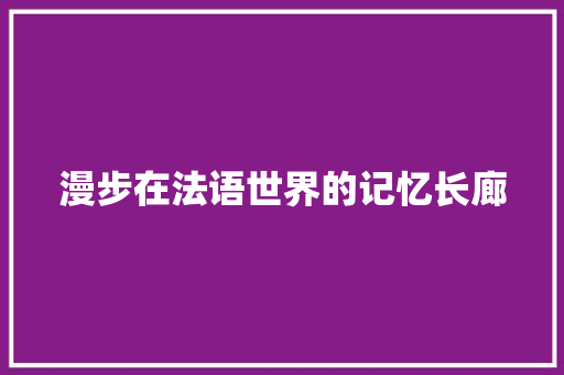 漫步在法语世界的记忆长廊