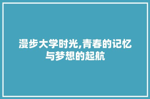 漫步大学时光,青春的记忆与梦想的起航