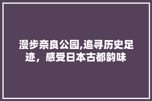 漫步奈良公园,追寻历史足迹，感受日本古都韵味