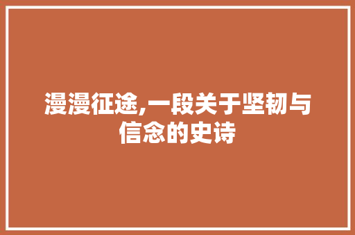 漫漫征途,一段关于坚韧与信念的史诗