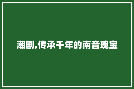 潮剧,传承千年的南音瑰宝