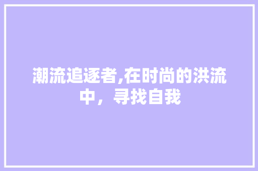 潮流追逐者,在时尚的洪流中，寻找自我