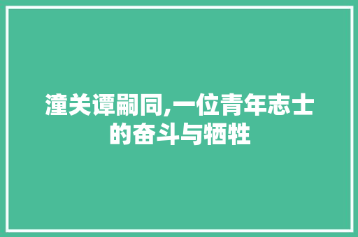 潼关谭嗣同,一位青年志士的奋斗与牺牲