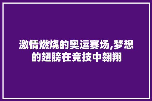 激情燃烧的奥运赛场,梦想的翅膀在竞技中翱翔