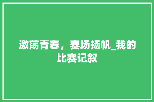 激荡青春，赛场扬帆_我的比赛记叙