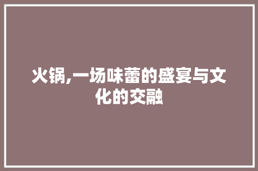 火锅,一场味蕾的盛宴与文化的交融