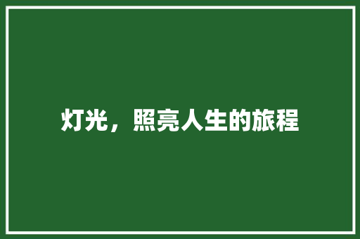 灯光，照亮人生的旅程