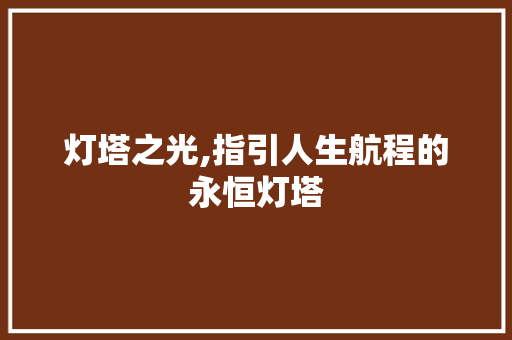 灯塔之光,指引人生航程的永恒灯塔