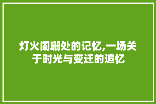 灯火阑珊处的记忆,一场关于时光与变迁的追忆