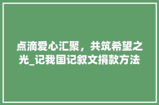 点滴爱心汇聚，共筑希望之光_记我国记叙文捐款方法