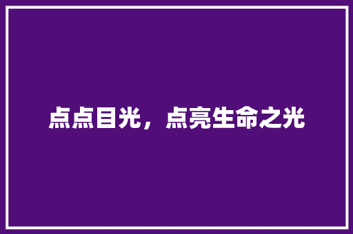 点点目光，点亮生命之光