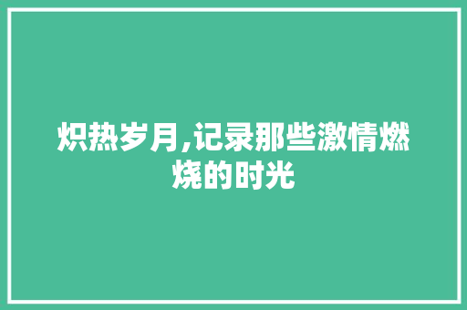 炽热岁月,记录那些激情燃烧的时光