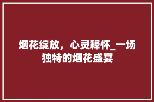 烟花绽放，心灵释怀_一场独特的烟花盛宴