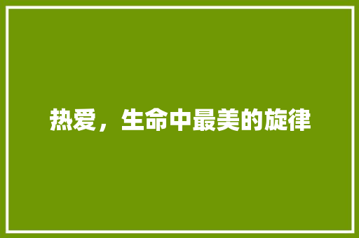 热爱，生命中最美的旋律