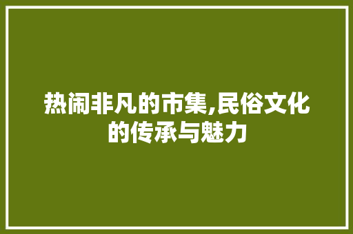 热闹非凡的市集,民俗文化的传承与魅力