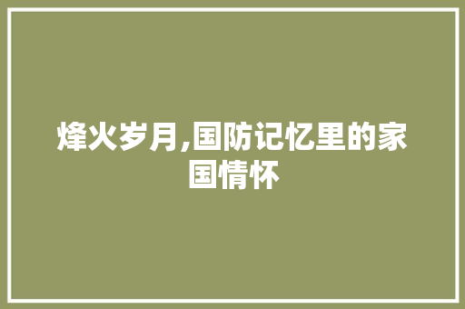 烽火岁月,国防记忆里的家国情怀