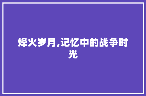 烽火岁月,记忆中的战争时光