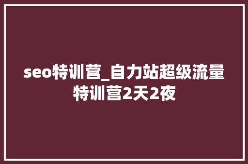 seo特训营_自力站超级流量特训营2天2夜