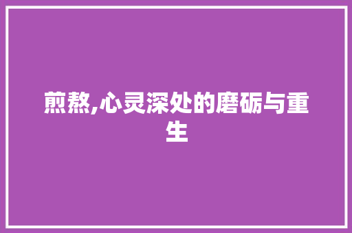 煎熬,心灵深处的磨砺与重生