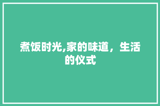 煮饭时光,家的味道，生活的仪式