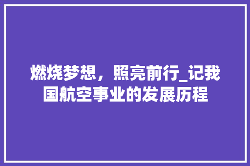 燃烧梦想，照亮前行_记我国航空事业的发展历程