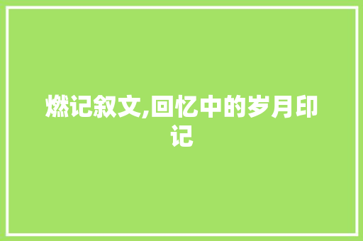 燃记叙文,回忆中的岁月印记