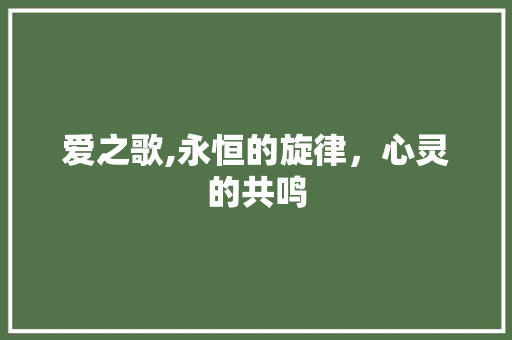 爱之歌,永恒的旋律，心灵的共鸣