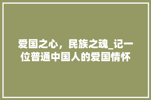 爱国之心，民族之魂_记一位普通中国人的爱国情怀