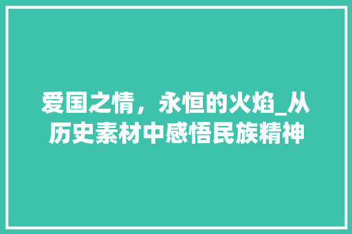 爱国之情，永恒的火焰_从历史素材中感悟民族精神