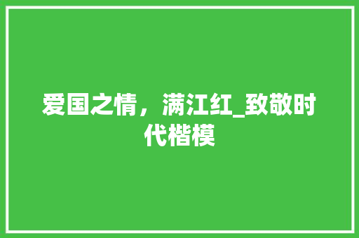 爱国之情，满江红_致敬时代楷模