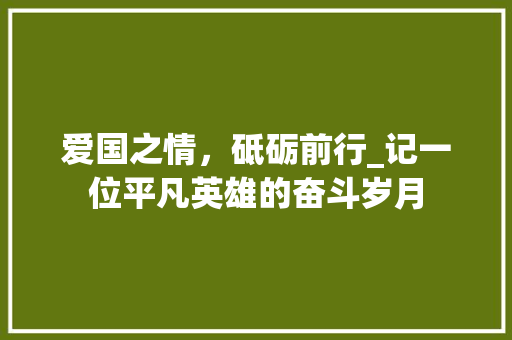 爱国之情，砥砺前行_记一位平凡英雄的奋斗岁月