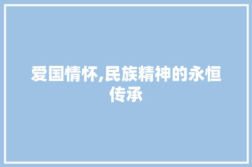 爱国情怀,民族精神的永恒传承