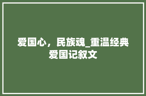 爱国心，民族魂_重温经典爱国记叙文