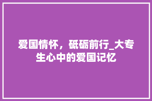 爱国情怀，砥砺前行_大专生心中的爱国记忆